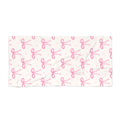 Customizable: Cute Pink Bow Beach Towel, Summer Towel, Pool Accessory, Gift for Her, Beach Accessories, Vacation Essentials