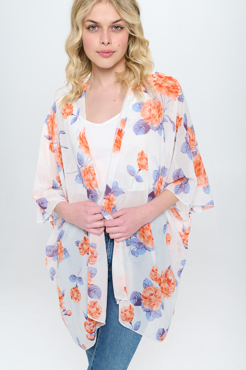 Floral Kimono Cardigan with Open Front | Apparel | Kitchen + Metal