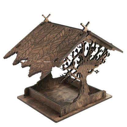 Rustic Woodland Hanging Bird Feeder - Charming Outdoor Garden Decor | Kitchen + Metal