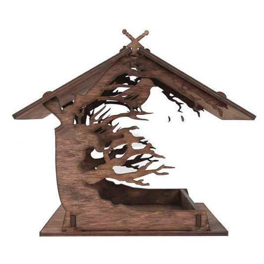 Rustic Woodland Hanging Bird Feeder - Charming Outdoor Garden Decor | Kitchen + Metal