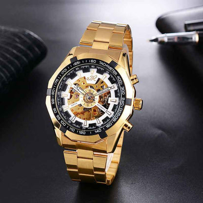 Men's Mechanical Fashion Watch Steel Band High-end Hollow Design