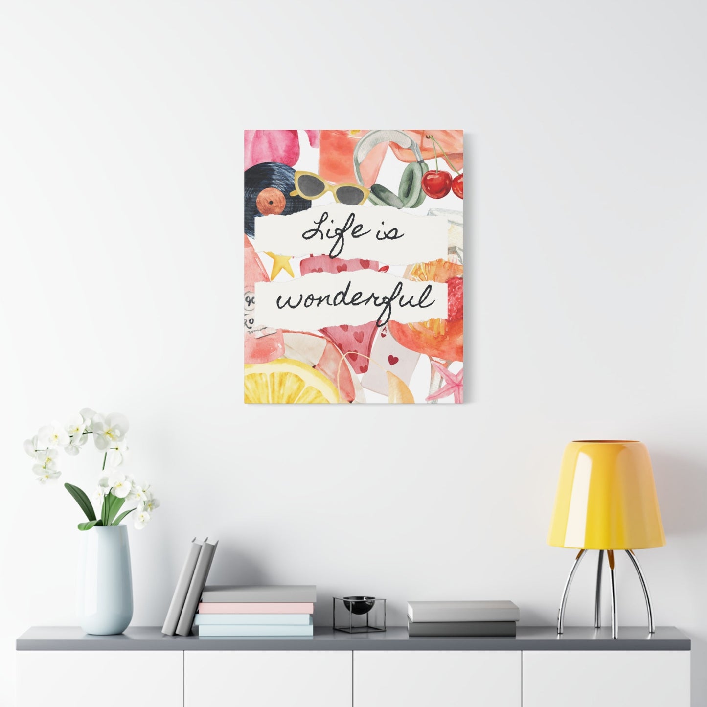 Life is Wonderful Canvas Wall Art, Colorful Decor, Inspirational Gift, Home Display, Summery Wall Art, Motivational Print
