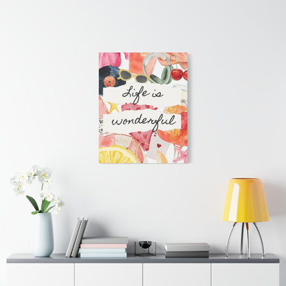 Life is Wonderful Canvas Wall Art, Colorful Decor, Inspirational Gift, Home Display, Summery Wall Art, Motivational Print