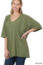 ZENANA Cotton Drop Shoulder Oversized Boyfriend Box Tee