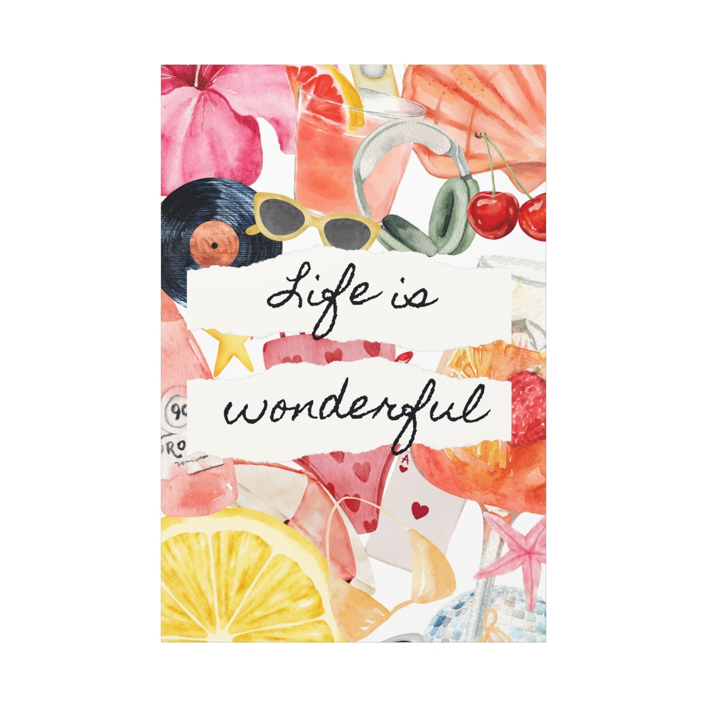 Life is Wonderful Canvas Wall Art, Colorful Decor, Inspirational Gift, Home Display, Summery Wall Art, Motivational Print