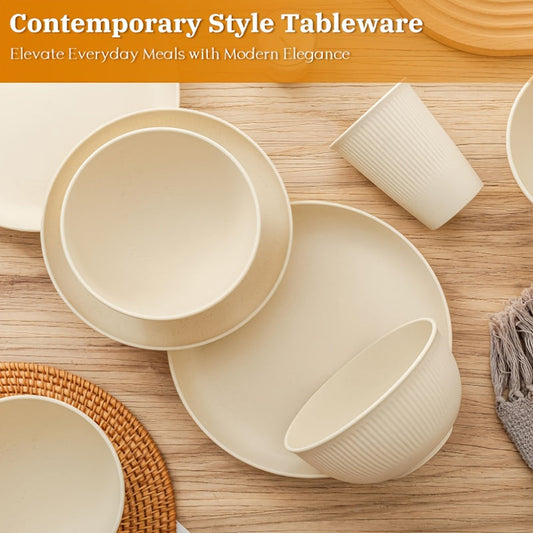 Yuhuphyllic 24Piece Durable Dinnerware Set for Camping  Dorms
