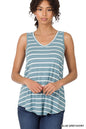 ZENANA Stripe Sleeveless V-Neck Top