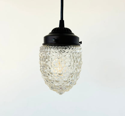 Antique Style "Torpedo" Tinted Teardrop Hobnail Pendant