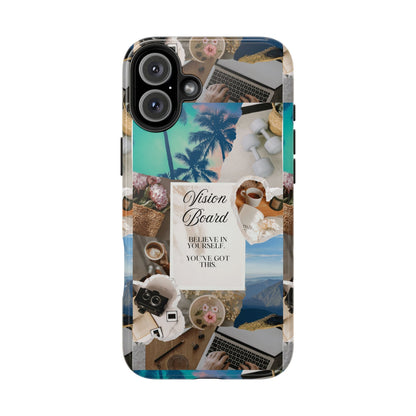 Inspiring Vision Board Phone Case, Motivational Tough Case, Adventurous Gift for Her, Self-Care, Dream Big, Unique Phone Accessory