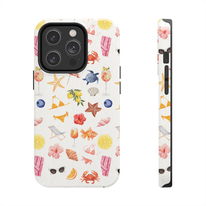 Customizable: Tropical Summer Phone Case, Vivid Coastal Design, Perfect Gift for Beach Lovers, Vacation Memories, Durable Tough Cases