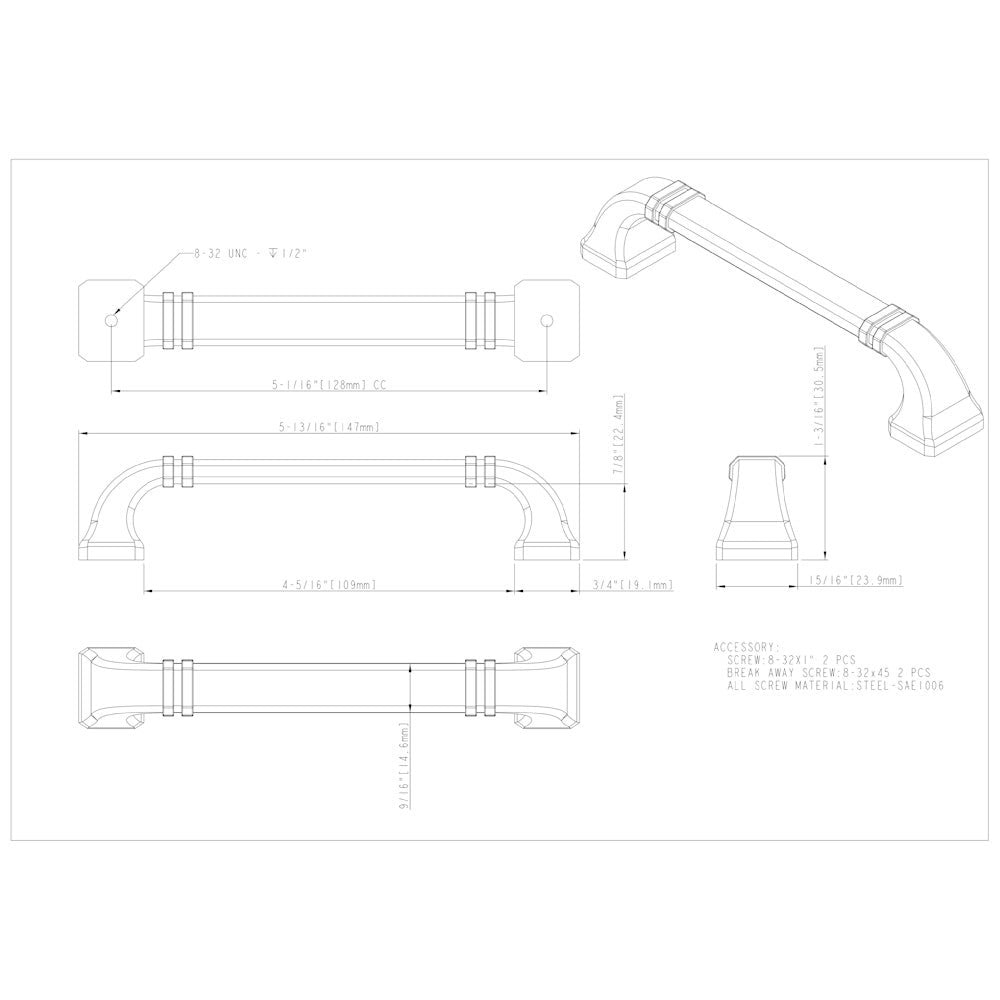 96 mm Center-to-Center Satin Nickel Ella Cabinet Pull