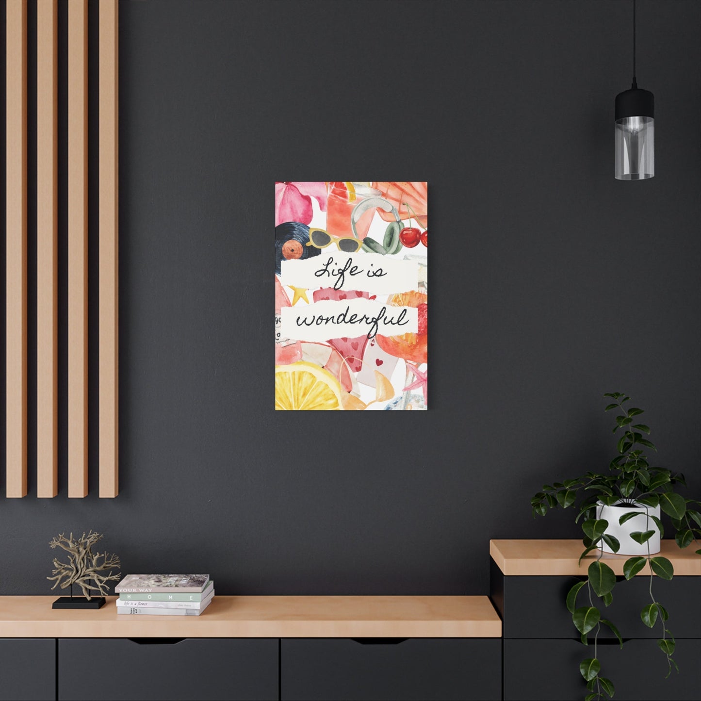 Life is Wonderful Canvas Wall Art, Colorful Decor, Inspirational Gift, Home Display, Summery Wall Art, Motivational Print