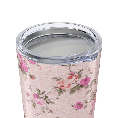 Customizable: Floral Insulated Tumbler - Stylish Travel Mug, Shabby Chic Coffee Cup, Pink Floral Drinkware, Gift for Her, Summer Picnic, Wedding Favor