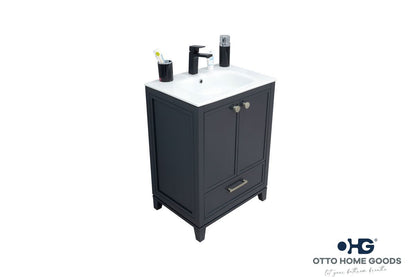 Frame 24" Dark Gray Bathroom Vanity with Integrated Sink & Brushed Nickel Hardware