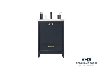 Frame 24" Dark Gray Bathroom Vanity with Integrated Sink & Brushed Nickel Hardware