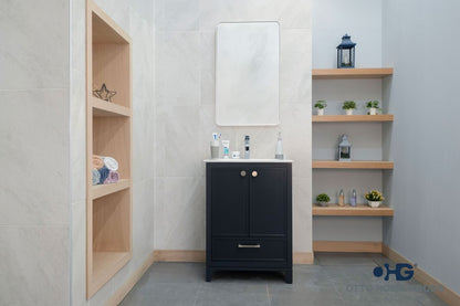 Frame 24" Dark Gray Bathroom Vanity with Integrated Sink & Brushed Nickel Hardware