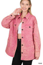 ZENANA Premium Cotton Woven Vintage Washed Shacket