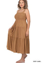 ZENANA Plus Smocked Tiered Midi Dress