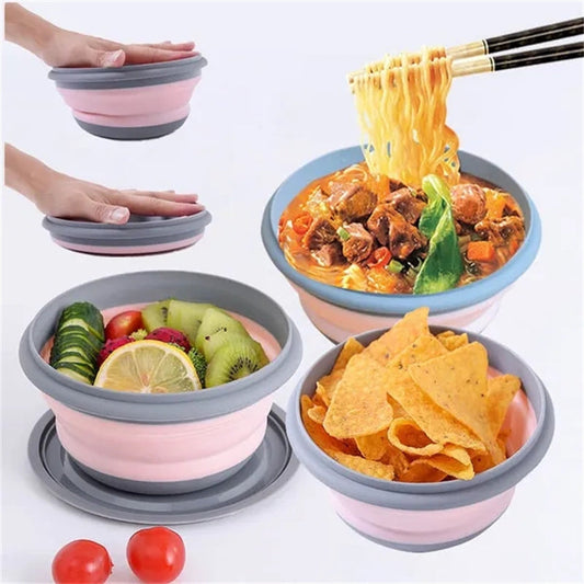3Piece Collapsible Silicone Bowls Set with Lids