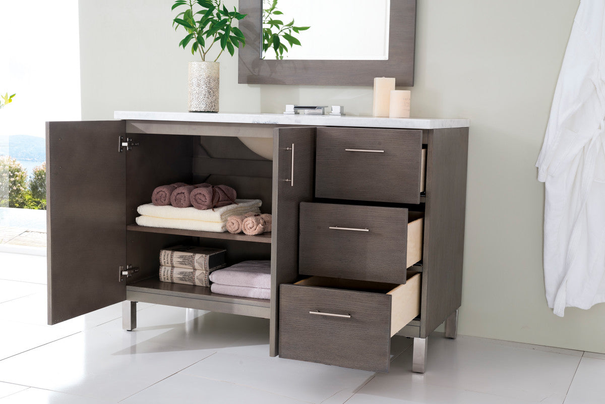 Metropolitan 48" Single Vanity Cabinet, Silver Oak