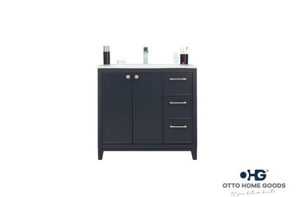 Frame 36" Dark Gray Bathroom Vanity with Integrated Sink & Brushed Nickel Hardware