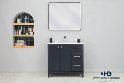 Frame 36" Dark Gray Bathroom Vanity with Integrated Sink & Brushed Nickel Hardware
