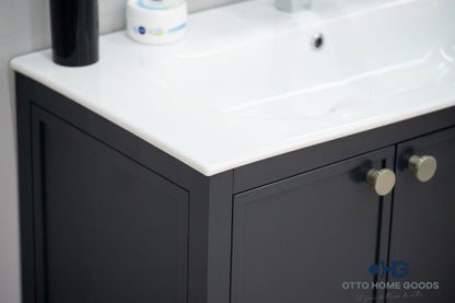Frame 36" Dark Gray Bathroom Vanity with Integrated Sink & Brushed Nickel Hardware