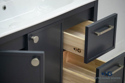 Frame 36" Dark Gray Bathroom Vanity with Integrated Sink & Brushed Nickel Hardware