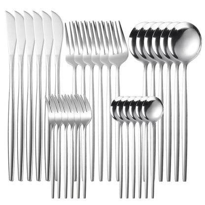 30pc Stainless Steel Cutlery Set Knives Forks Spoons
