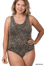 ZENANA Acid Washed Racerback Tank Bodysuit