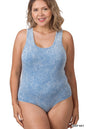 ZENANA Acid Washed Racerback Tank Bodysuit