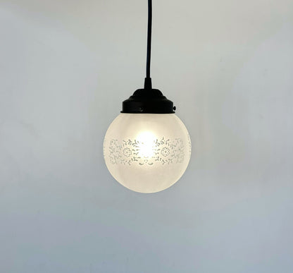 Frosted Floral and Cross Globe Pendant Light