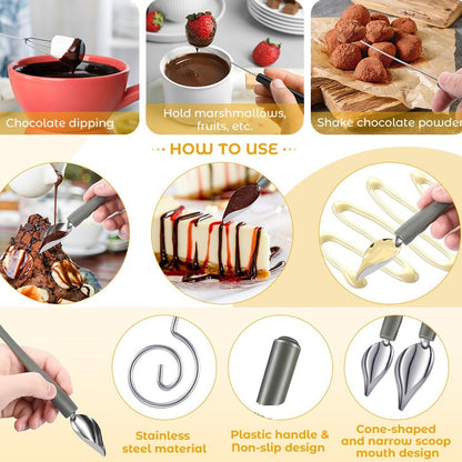 Decorative Chocolate Dipping and Art Spoons Set