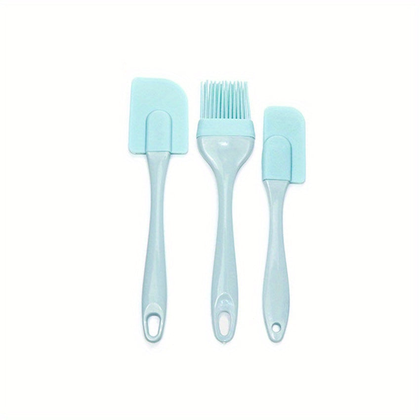 3 piece blue spatula set lying down
