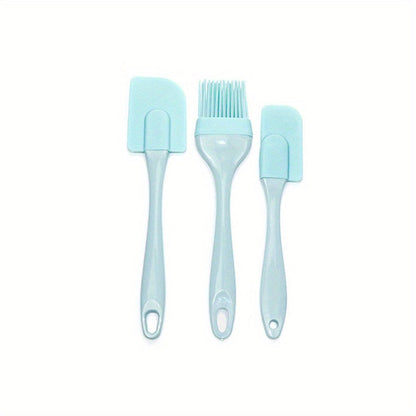 3 piece blue spatula set lying down