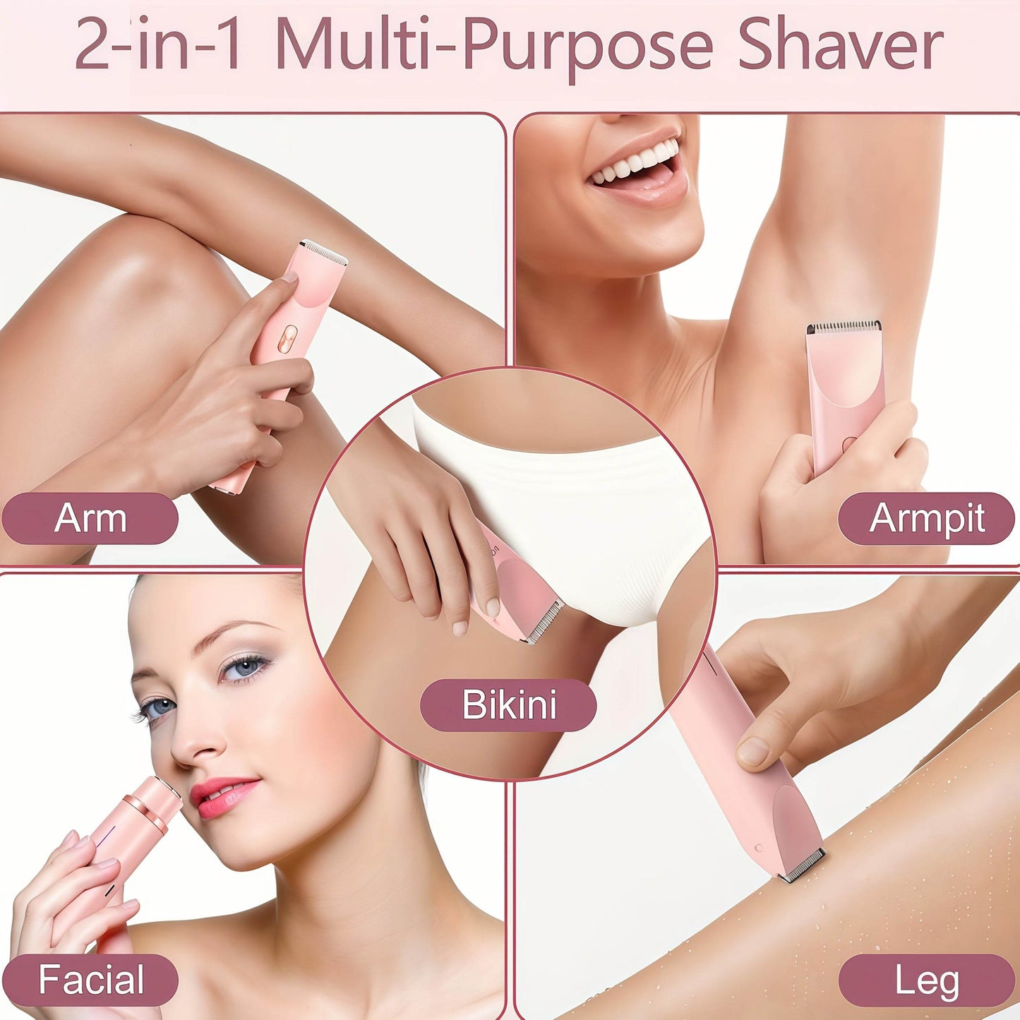 2-in-1 Bikini Line & Facial Trimmer for Women – Gentle, Precise Hair Removal