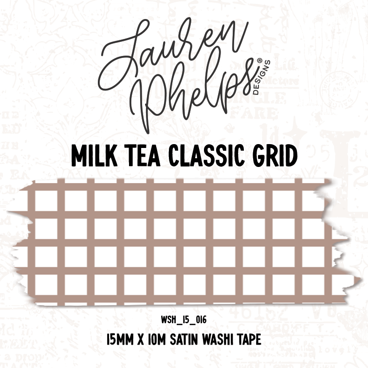 Milk Tea Classic Grid 15mm washi