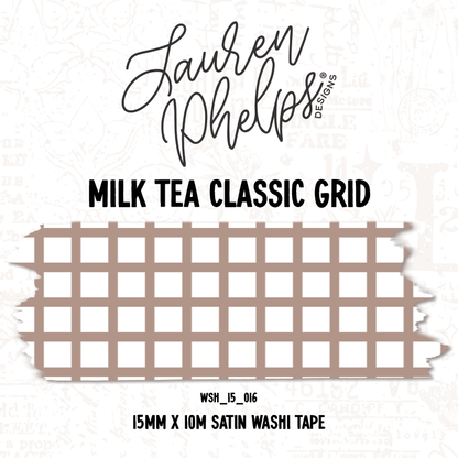 Milk Tea Classic Grid 15mm washi