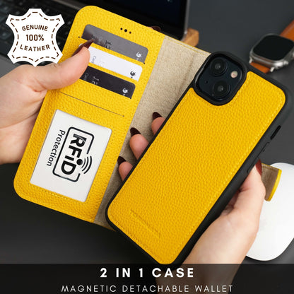 Casper Leather iPhone 15 Plus Wallet Case | Detachable MagSafe Compatible RFID Protection