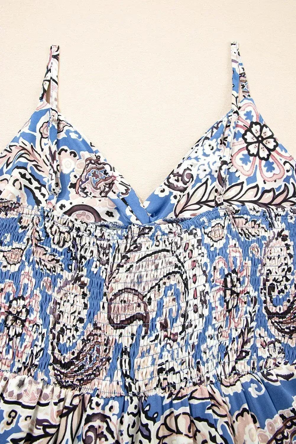 Blue Paisley Print Twist Boho Maxi Dress