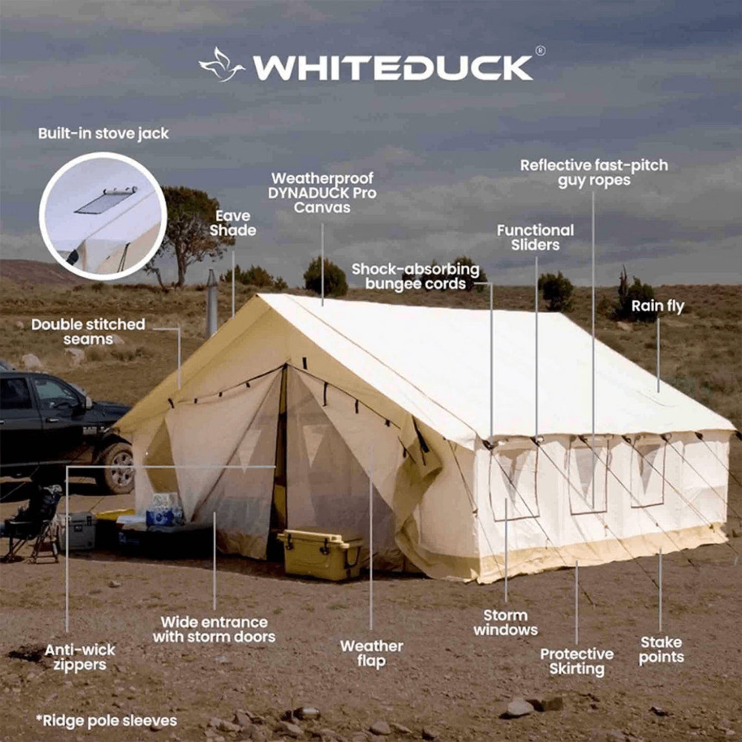 [16x24FT] White Duck Alpha Wall Tent With Heavy Duty Frame And Waterproof Features (SAK37591)