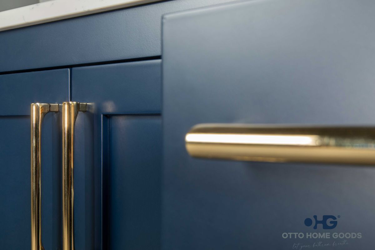 Ashley 72" Blue Double Bowls Bathroom Cabinet | Hardware | Kitchen + Metal