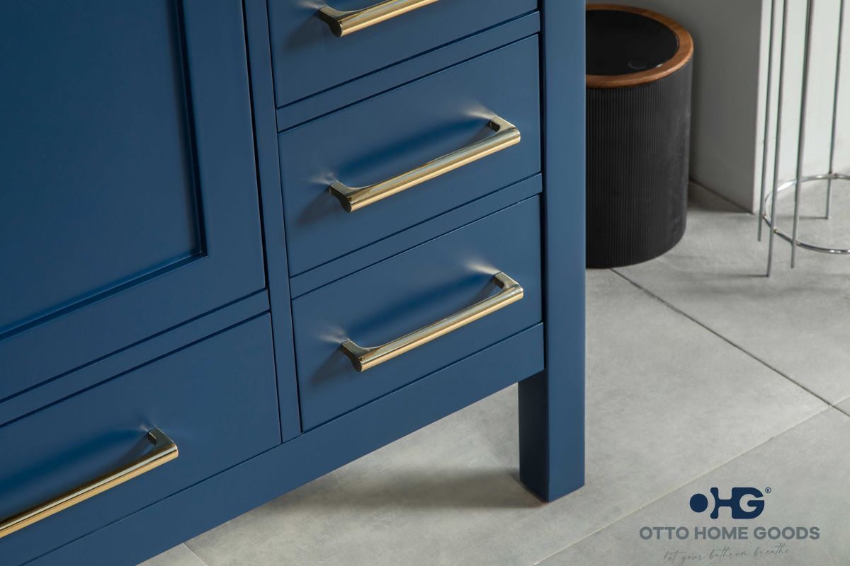 Ashley 72" Blue Double Bowls Bathroom Cabinet | Hardware | Kitchen + Metal