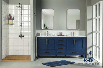 Ashley 72" Blue Double Bowls Bathroom Cabinet | Hardware | Kitchen + Metal