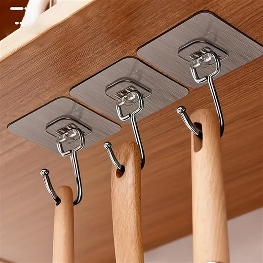 Set of 5/10 Large Adhesive Wall Hooks for Bathroom  Kitchen