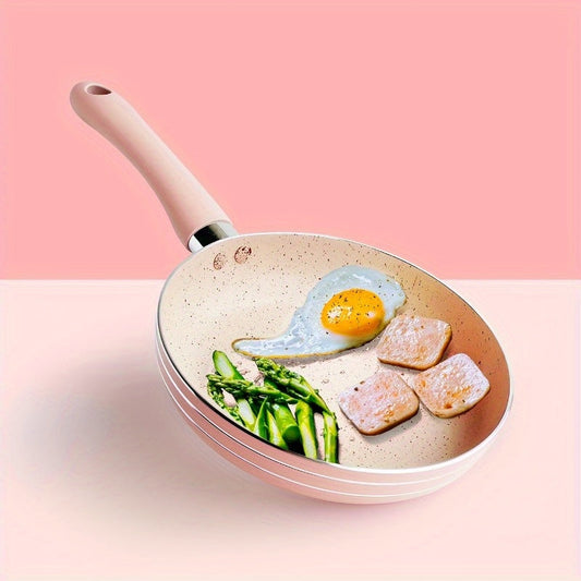 Elegant 165cm NonStick Pink Skillet with Wooden Handle