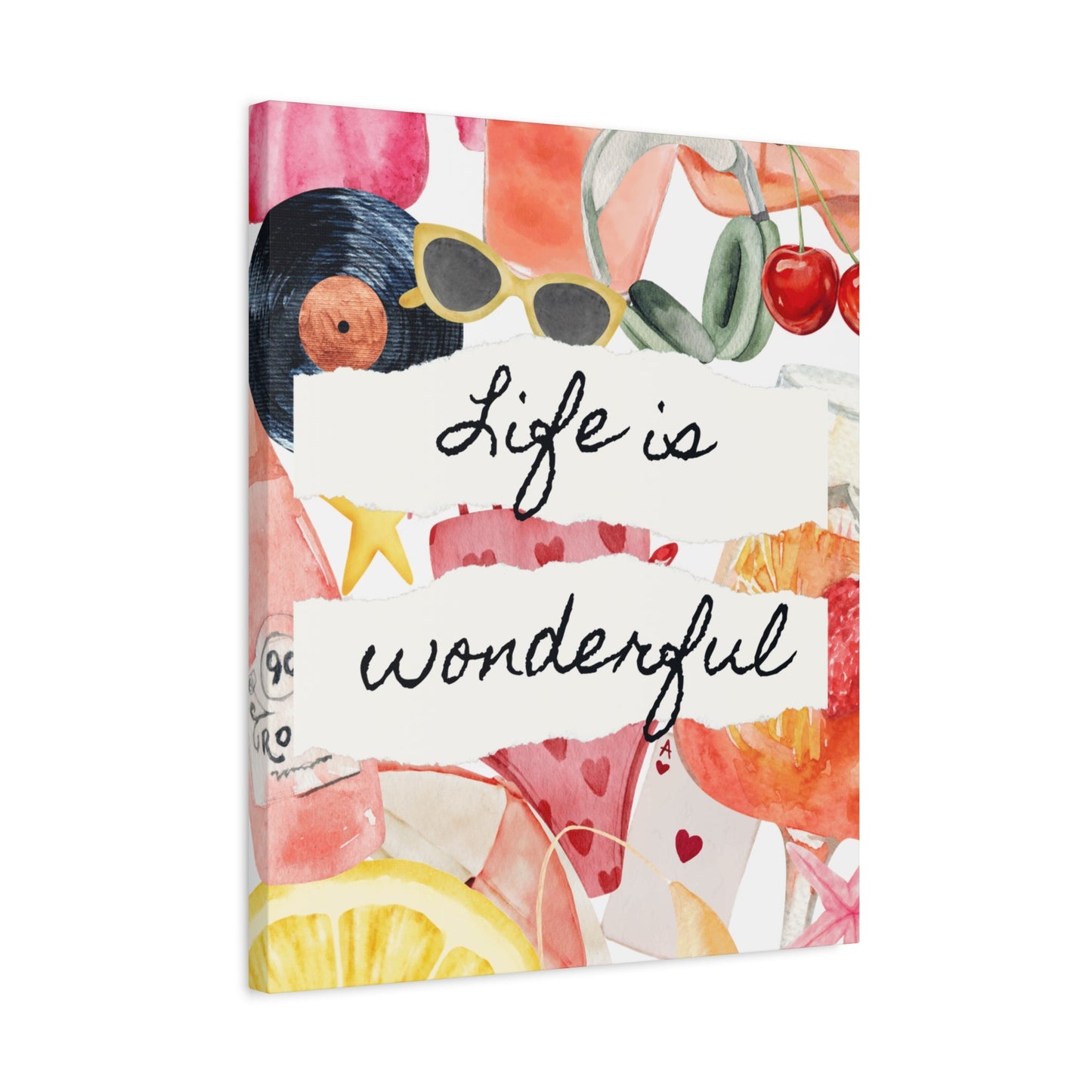Life is Wonderful Canvas Wall Art, Colorful Decor, Inspirational Gift, Home Display, Summery Wall Art, Motivational Print
