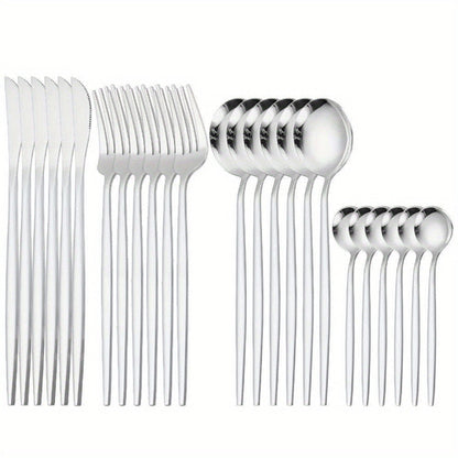 24Piece Gold Stainless Steel Portuguese Flatware Set