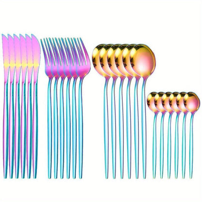 24Piece Gold Stainless Steel Portuguese Flatware Set