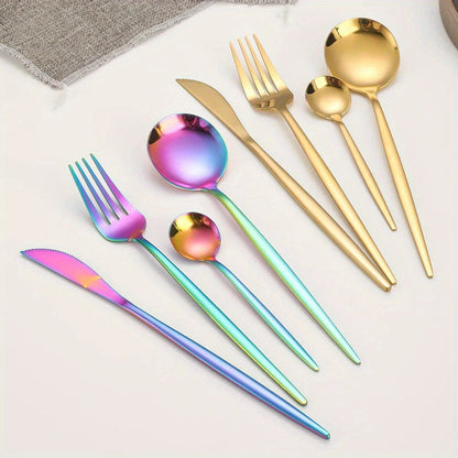 24Piece Gold Stainless Steel Portuguese Flatware Set
